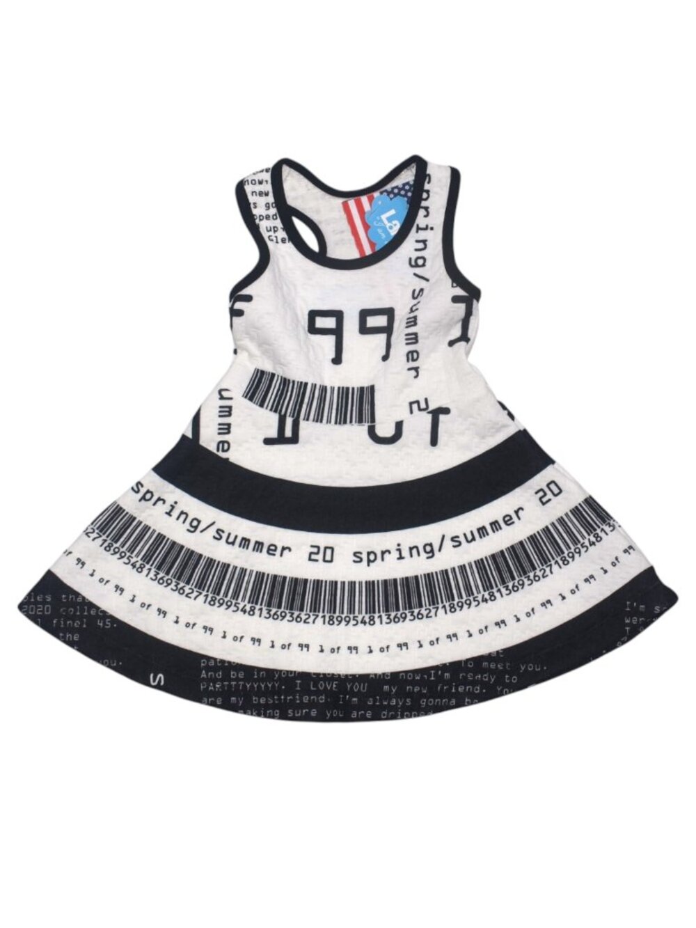 Lanoosh Girls 2-3 XXS 2020 Barcode Numbers Graphic Dress Made USA